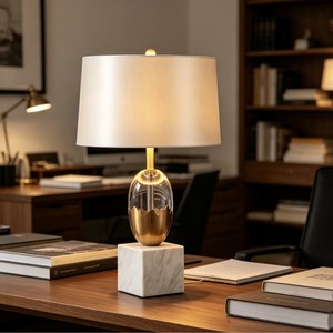 Lámpara de mesa moderna con base de mármol, fuente de luz Led E27, control de interruptor para dormitorio, sala de estar, iluminación decorativa para Hotel - Product Image 2