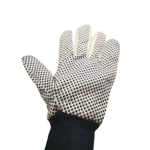 Guantes de algodon con puntos, guantes de trabajo/ lady gardening work gloves with pvc dot coated palm