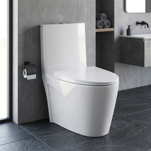 WC monobloc en céramique à siphon, à poser au sol, à double chasse, sanitaires de luxe pour salle de bain - Product Image 2