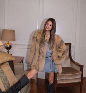 Manteau d'hiver court et décontracté pour femme, en fourrure de <span class=keywords><strong>renard</strong></span> argenté véritable, réversible, luxueux, personnalisable, grande taille, 2025 - Product Image 2