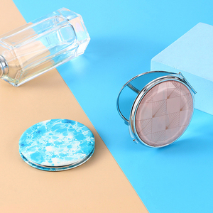 Mini Travel Mirror Foldable Mirror Custom Logo Metal Enamel Cosmetics Makeup Handheld Small Round Mirror
