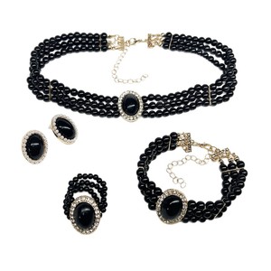 लक्जरी विंटेज मोती गहने महिलाओं के लिए शानदार हीरे-एनक्रस्टेड मिश्र धातु कंगन हार लाइट लक्जरी - Product Image 5