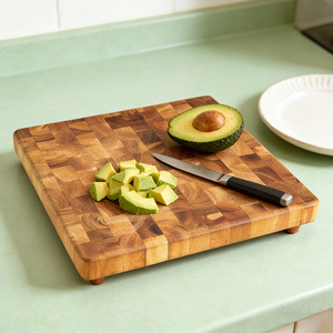 Maison Naturelle Vente en gros de haute qualité Planche à découper personnalisée en bois d'acacia <span class=keywords><strong>carré</strong></span> viande légumes boucher pour la cuisine - Product Image 4