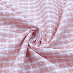Fil tissé teint pour enfant 225gsm, <span class=keywords><strong>tissu</strong></span> jacquard en poly viscose, rayonne, <span class=keywords><strong>blanc</strong></span>, <span class=keywords><strong>rose</strong></span>, à carreaux multiples - Product Image 4