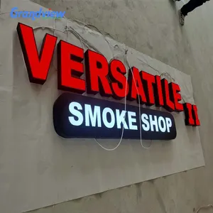 Custom Shop Sign Board Outdoor Business Advertising 3D Acrylic Led Illuminated Sign Smoke Shop Led Sign