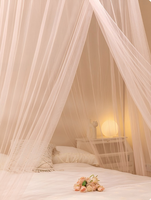 Moustiquaire dôme ronde à installation gratuite, suspension au plafond, maille épaisse et dense, baldaquin de lit sur pied pour chambre à coucher