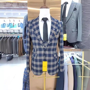 2025 hommes <span class=keywords><strong>3</strong></span> pièces formel Plaid costumes respirant et imperméable mariage pantalon <span class=keywords><strong>costume</strong></span> pour grande taille hommes africains - Product Image 2
