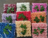 Offre Spéciale – 25 fleurs artificielles en PE de 8 cm avec feuilles et tiges pour décoration de gâteaux de mariage et de fêtes – Fleurs artificielles en mousse
