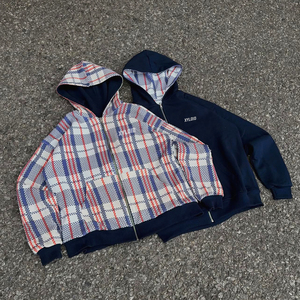 Clothing Manufacturers Custom Reversible Hoodie Boxy Fit Waffle Knit 460gsm <b>Zip</b> <b>Up</b> <b>Jackets</b> Double Layers Waffle Hoodies For Men - Product Image 4