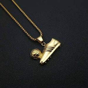 Collar con colgante de zapato de fútbol yunnique, cadena de regalo de joyería Hip Hop para hombre de acero inoxidable dorado, 3mm, 61cm - Product Image 4