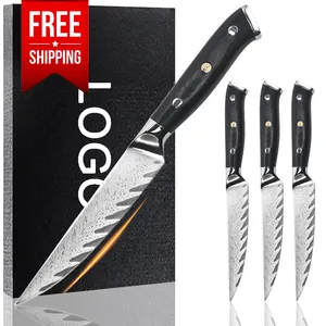 Free Shipping Japanese Vg10 67 Layers Damascus Steel Steak Knife Set Of 4 Pieces Chef Kitchen Knives With G10 Handle