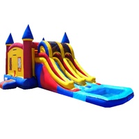 Château gonflable commercial d'extérieur avec toboggan, motif palmier, en PVC de qualité professionnelle, garantie 3 ans
