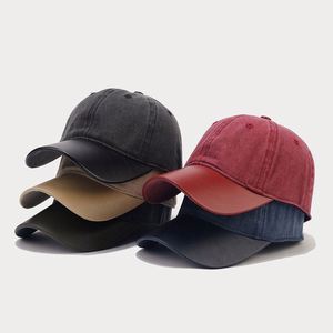 Vintage Leather Border Color Soft Top Baseball Golf <b>Sun</b> <b>Hat</b> European American Fashion Duck Tongue Visor Sports Caps Women <b>Men</b> - Product Image 1
