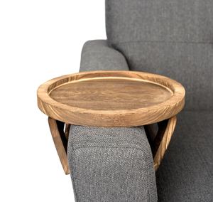 Non-Slip Spring-Loaded Paulownia Wood Couch <strong>Arm</strong> Table Tray Rustic Brown Sofa Armrest Tray Table for Most Couch <strong>Arms</strong> Holds Drinks - Product Image 2