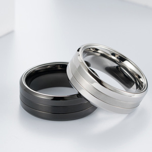 Men's Matte Titanium Steel <b>Ring</b> Geometric Design Steel Black Daily Wear Jewelry K-R303 - Product Image 2