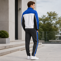 Ensemble de survêtement personnalisé pour homme avec fermeture éclair intégrale, blocs de couleur en V, col montant et pantalon droit pour l'entraînement sportif