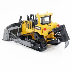 Vendita all'ingrosso rc bulldozer telecomando-Huina 1569 1/16 Bulldozer pesante in lega 8CH RC mini Bulldozer giocattoli telecomando