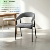 Chaises de salle à manger d'appoint modernes et minimalistes en tissu imitation lin, style crème, durables, pour la maison, de la marque OKAY Furniture.