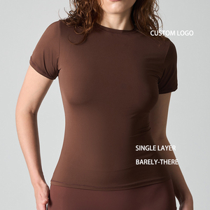 Camiseta de Manga Corta CNSHELL, <span class=keywords><strong>Segunda</strong></span> <span class=keywords><strong>Piel</strong></span>, Suave como la Nube, con Logotipo Personalizado, de Una Sola Capa, Cintura Ajustada, Estiramiento Extremo - Product Image 1