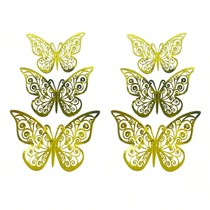 Mariposa Decorativa, décoration murale en forme de papillon doré, ensemble de 6 pièces, décoration de fête - Product Image 2