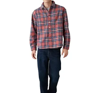 Nhà máy sản xuất bán buôn tùy chỉnh bông polyester flannel Áo sơ mi cho nam giới