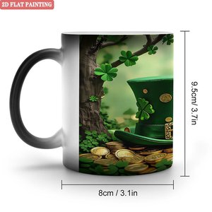 แก้วกาแฟเซรามิกเคลือบด้าน 11 ออนซ์ ไวต่อความร้อน สีดำ แก้วงานฝีมือ DIY ลายวันเซนต์แพทริค - Product Image 1