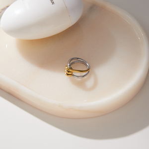Anello Intrecciato Multistrato Bicolore J&D Jewelry, Placcato in Oro 18K, Acciaio Inossidabile Impermeabile, Anello Statement per Donne - Product Image 6