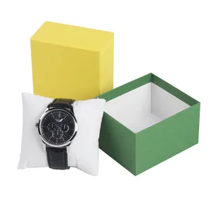 High-end high-quality light green yellow cushion Two pieces box covered with customizable design with lid and logo
