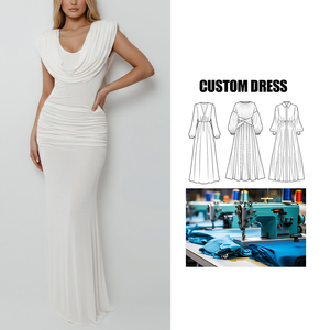 Abito a sirena da donna <span class=keywords><strong>con</strong></span> <span class=keywords><strong>scollo</strong></span> a barchetta, plissettato, monocolore, <span class=keywords><strong>elegante</strong></span>, vintage, <span class=keywords><strong>con</strong></span> cintura in vita, a marchio privato, prodotto a Guangzhou - Product Image 1