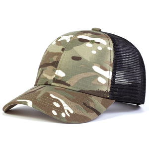 Cappello da camionista in rete mimetica traspirante con visiera curva, berretto da baseball regolabile in rete mimetica per sport all'aperto, diversi colori - Product Image 3