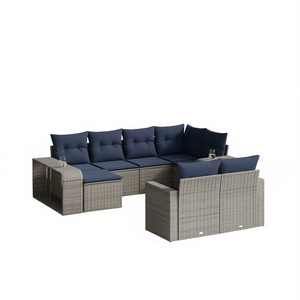 Grey Poly <b>Rattan</b> Garden <b>Sofa</b> Set With Cushions 10 Piece Outdoor Furniture Contemporary Design - Product Image 1