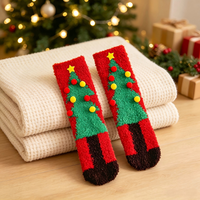 Chaussettes de Noël pour femmes, en polaire corail, automne et hiver, extra épaisses et chaudes, chaussettes de sol avec petit renne