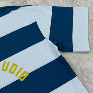 เสื้อโปโลผู้ชายลายแถบผ้าฝ้ายแบบมีกระดุมเสื้อครอปประดับพลอยเทียมขนาดใหญ่แบบ100% - Product Image 5