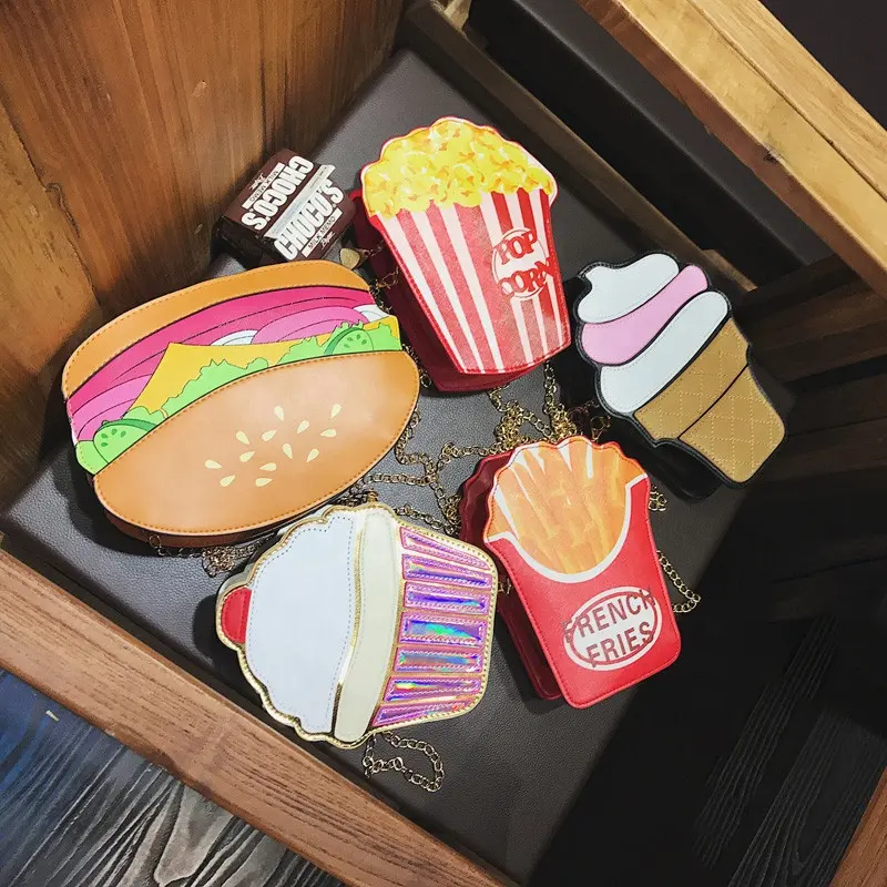 Prime tas tangan selempang untuk anak-anak, tas jinjing mewah motif kecil Burger es krim kartun lucu untuk pelajar wanita