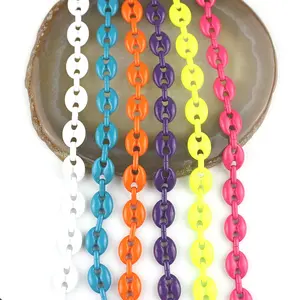 CH-LHN0368高品质霓虹色珐琅粉色电镀念珠链珐琅念珠链批发珠链卷