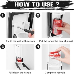 Écraseur de canettes en métal de 16 oz, robuste, à fixer au mur, en aluminium, outil de recyclage, ouvre-bouteille pour canettes de soda, de bière et de seltzer avec trou - Product Image 5