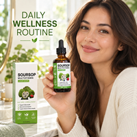 Gouttes liquides multivitaminées de corossol 60 ml (2 fl oz) à base de plantes, végétaliennes, sans gluten, sans OGM, complément alimentaire favorisant l'énergie