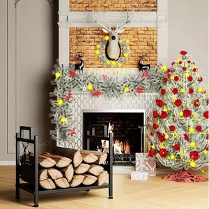 Metal <b>Log</b> Holder Rectangle Powder Coated Firewood Storage <b>Rack</b> Indoor Outdoor Classic Style Wood Fuel - Product Image 2