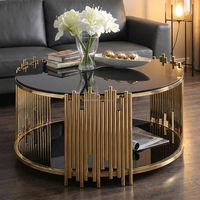Table basse de salon en acier inoxydable doré de style mid-century pour bar à domicile
