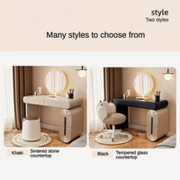 Coiffeuse noire de luxe avec miroir et tiroirs pour femme, idéale pour petit appartement, à prix abordable