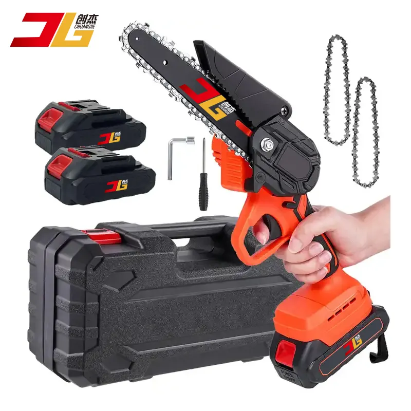 Mini Chainsaw 6-Inch with 2 Battery, Cordless power chain saws with Security Lock, Handheld Small Chainsaw for Wood Cutting Tree
