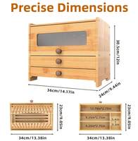 Boîte à pain rectangulaire personnalisée en bambou, design moderne avec fenêtre, conteneur de stockage alimentaire écologique 6-10L, garde au frais, pour comptoir de cuisine, vente en gros
