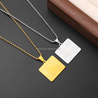 Pendentif Collier Gravable en Acier Inoxydable Style Arabe pour Hommes, Breloque Militaire Personnalisable, Bijoux de Mode Moyen-Orient