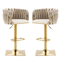 Chaise de bar comptoir en métal nordique pivotant ensemble de meubles de maison moderne haute en bois velours cuisine cuir or chaise de luxe tabourets de bar