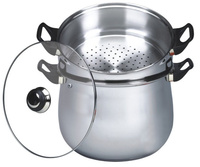 Casserole à couscous en acier inoxydable avec poignée en bakélite résistante à la rouille, style contemporain JL, ustensiles de cuisine en acier inoxydable