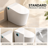 Toilet Pintar Satu Bagian Kompak dengan Sensor Siram, Kontrol Jarak Jauh, Pemanas Instan, Panel Kontrol Putih