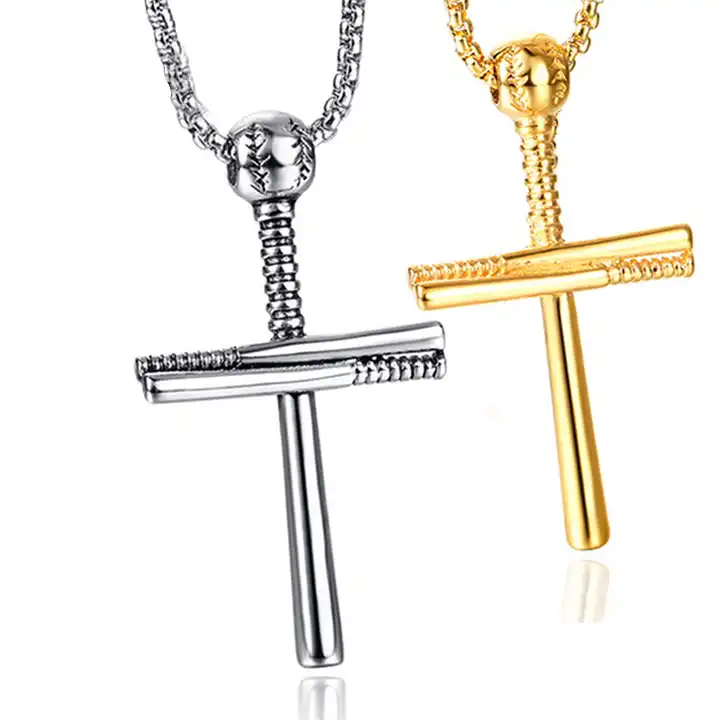 Titanium Flat Stitching Baseball Bat With Ball On Top Stainless Steel Cross  Necklace Original Design For Strikeout K Baseball Sports Accessory From  Richeal8, $2.39 | DHgate.Com