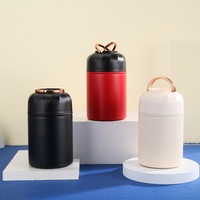 Recipiente para comida al vacío de acero inoxidable, cilindro de 500 ml, lonchera aislada con tapa para hombres y mujeres, blanco, negro, rojo, creativo, simple, sólido