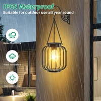 Lampe suspendue solaire en fer forgé, style vintage, pour camping, jardin, cour, décoration extérieure, lampe ajourée pour randonnée