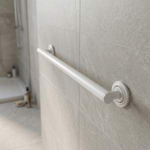 Barre de sécurité ondulée pour baignoire avec fixation par pince, pour personnes à mobilité réduite, installation sans outil et revêtement blanc, 42 pouces - Product Image 1